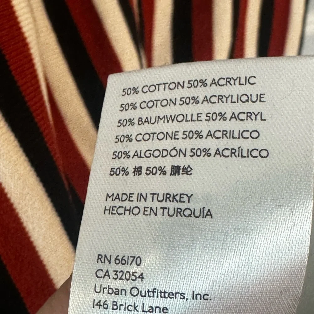 Anthropologie Maeve Striped Square Neck Brown/Black/White Midi Dress, Size Sy